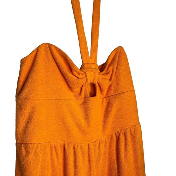 Wild Fable Orange Romper Large Halter Tie Terry Beach Casual Lounge Coverup - Picture 2 of 5